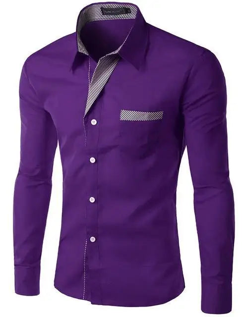 Fashion Long Sleeve Shirt Men Slim fit Design Formal Casual Brand Male Dress Shirt Size M-4XL