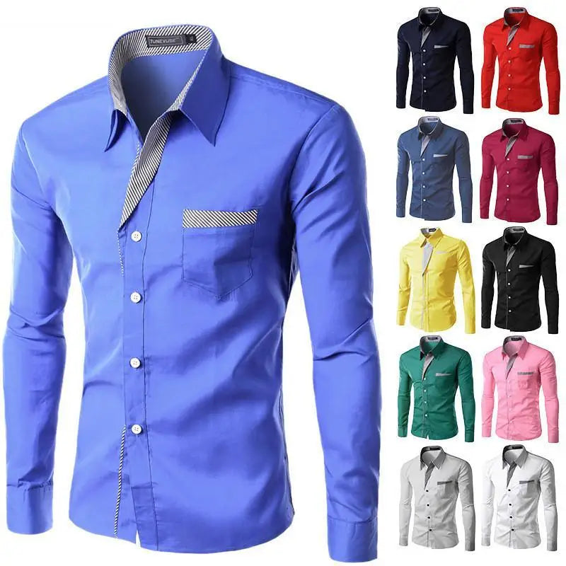 Fashion Long Sleeve Shirt Men Slim fit Design Formal Casual Brand Male Dress Shirt Size M-4XL