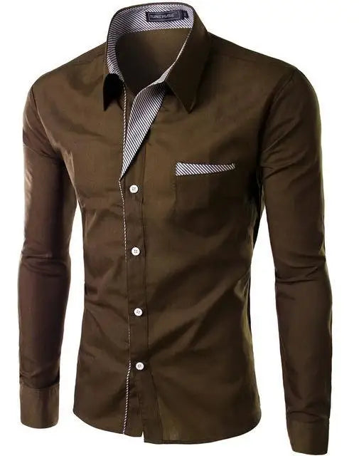 Fashion Long Sleeve Shirt Men Slim fit Design Formal Casual Brand Male Dress Shirt Size M-4XL