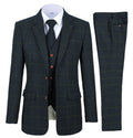 Men's 3 Piece Suits Business Formal Notch Lapel Groomsmen Woolen Plaid Tuxedos