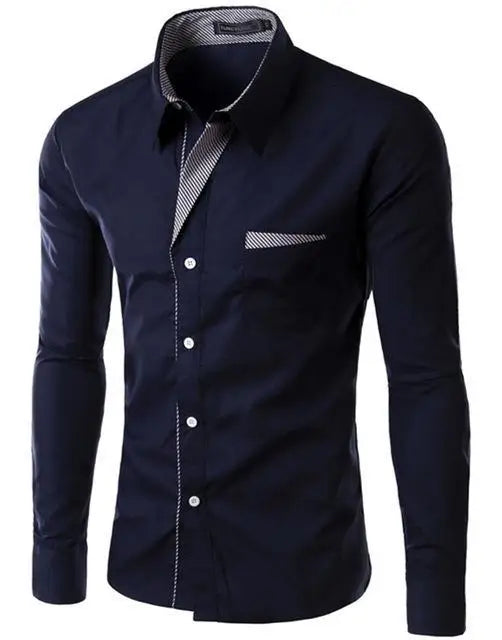 Fashion Long Sleeve Shirt Men Slim fit Design Formal Casual Brand Male Dress Shirt Size M-4XL