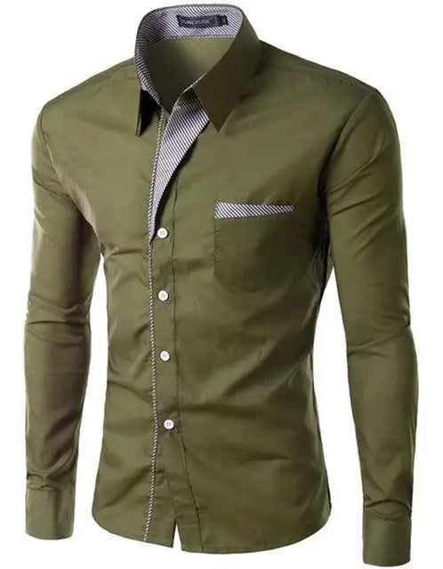Fashion Long Sleeve Shirt Men Slim fit Design Formal Casual Brand Male Dress Shirt Size M-4XL