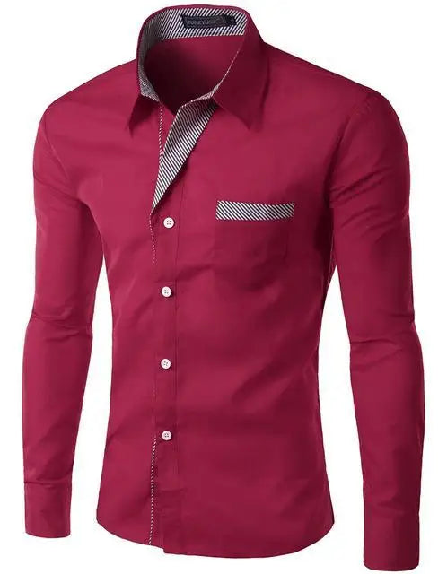 Fashion Long Sleeve Shirt Men Slim fit Design Formal Casual Brand Male Dress Shirt Size M-4XL