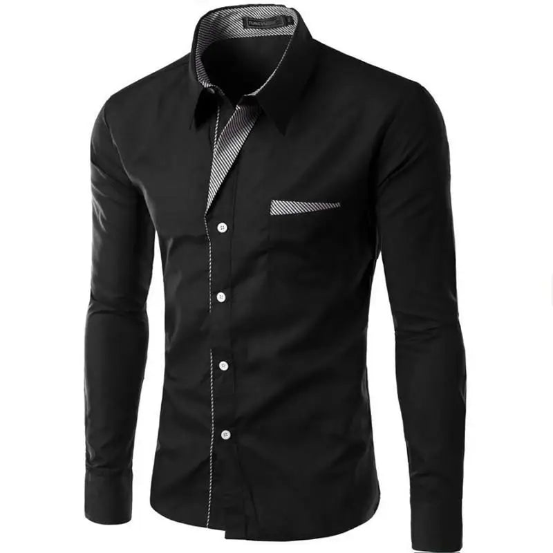 Fashion Long Sleeve Shirt Men Slim fit Design Formal Casual Brand Male Dress Shirt Size M-4XL