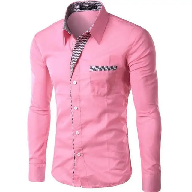 Fashion Long Sleeve Shirt Men Slim fit Design Formal Casual Brand Male Dress Shirt Size M-4XL