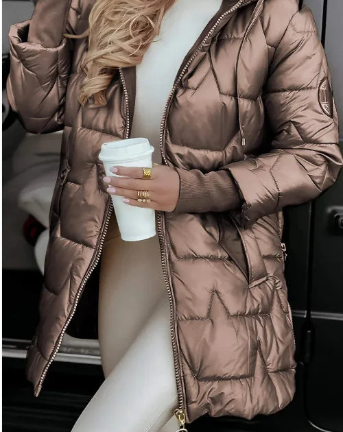 Casual Cotton-padded Coat Women Soild Hooded Long Parkas Warm Thick Jackets Autumn Winter Jacket Zip Overcoats