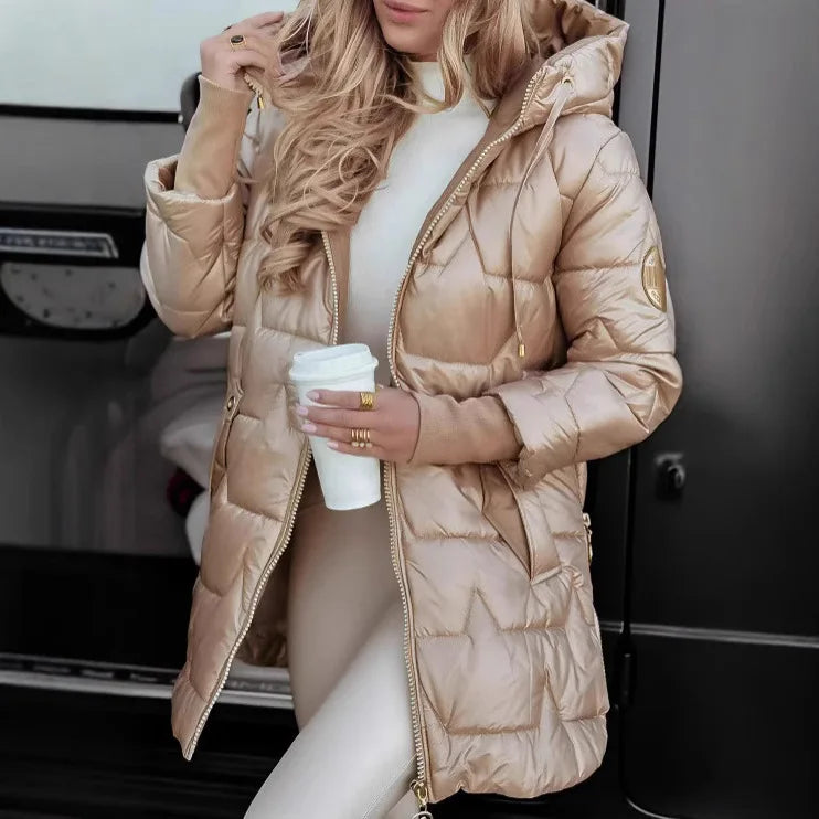 Casual Cotton-padded Coat Women Soild Hooded Long Parkas Warm Thick Jackets Autumn Winter Jacket Zip Overcoats