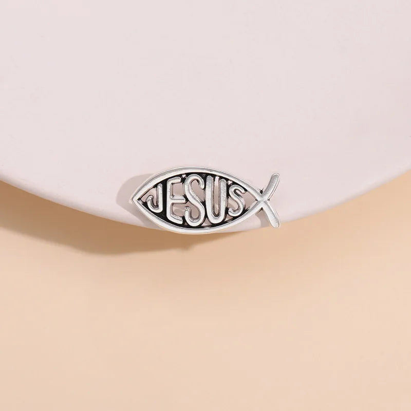 Jesus Fish Christianity Enamel Pins Brooches Lapel Pin for Kids Friends Wholesale Badge Pin