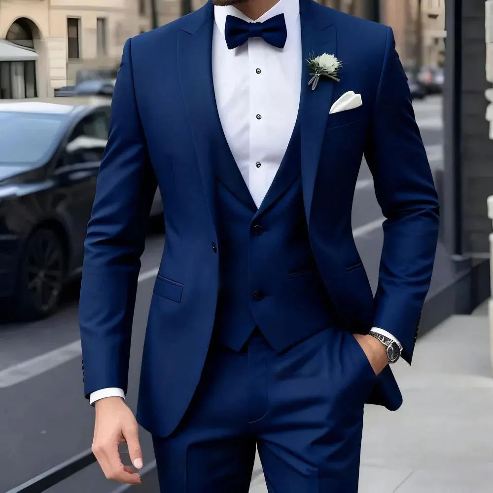 Casual Wedding Groom Best Man Dress Jacquard Men's Suit Three-piece Set  Wedding Suits for Men Suits