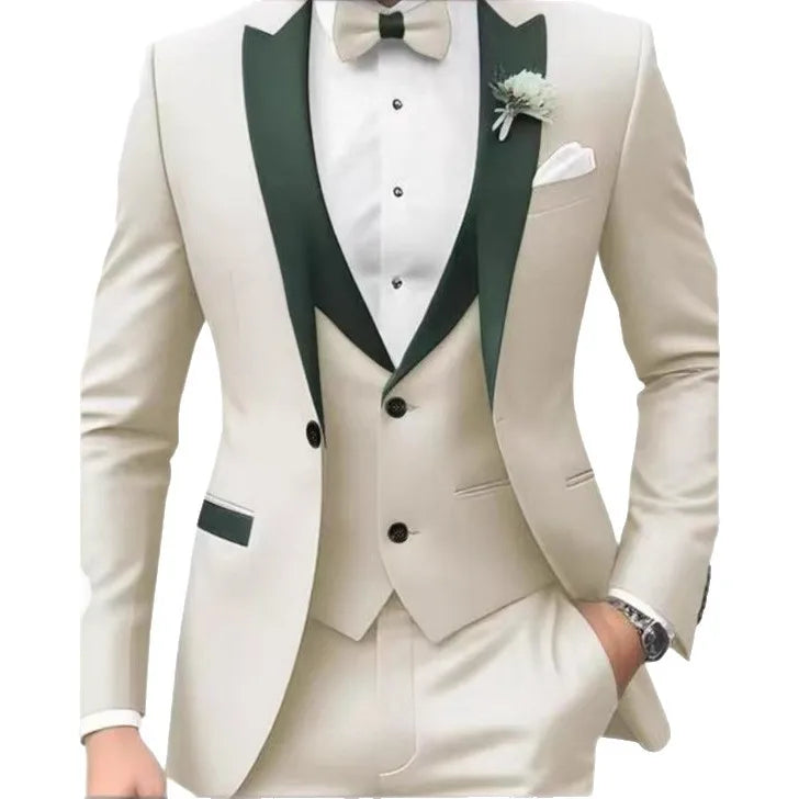 Casual Wedding Groom Best Man Dress Jacquard Men's Suit Three-piece Set  Wedding Suits for Men Suits
