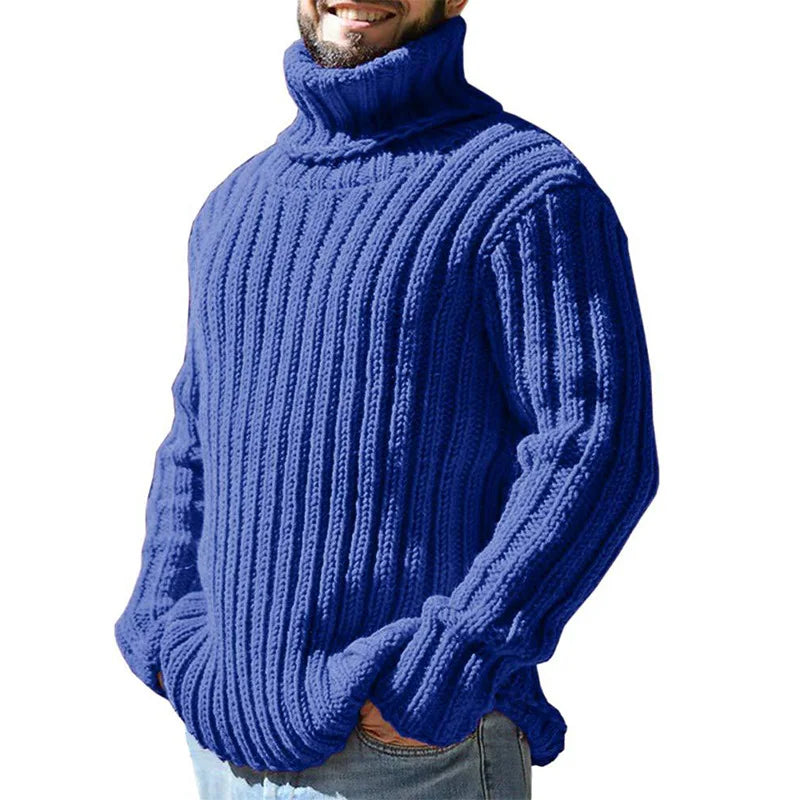 Turtleneck sweater men's solid color slim knitted top autumn and winter sweater fashion