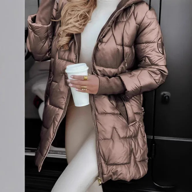 Casual Cotton-padded Coat Women Soild Hooded Long Parkas Warm Thick Jackets Autumn Winter Jacket Zip Overcoats