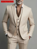 Men's Business Casual Suit for Weddings, Genuine Blazer, Vest and Pants, Big & Tall,Slim Fit Waistcoat, Dress Trousers