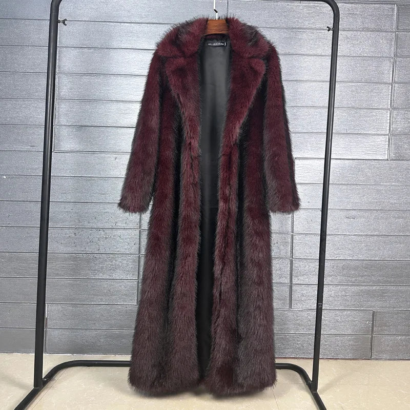 Long Coat Women Faux Fur Coats Jackets Turn Down Collar Coat Thick Warm Jacket Elegant Outerwear Autumn Winter