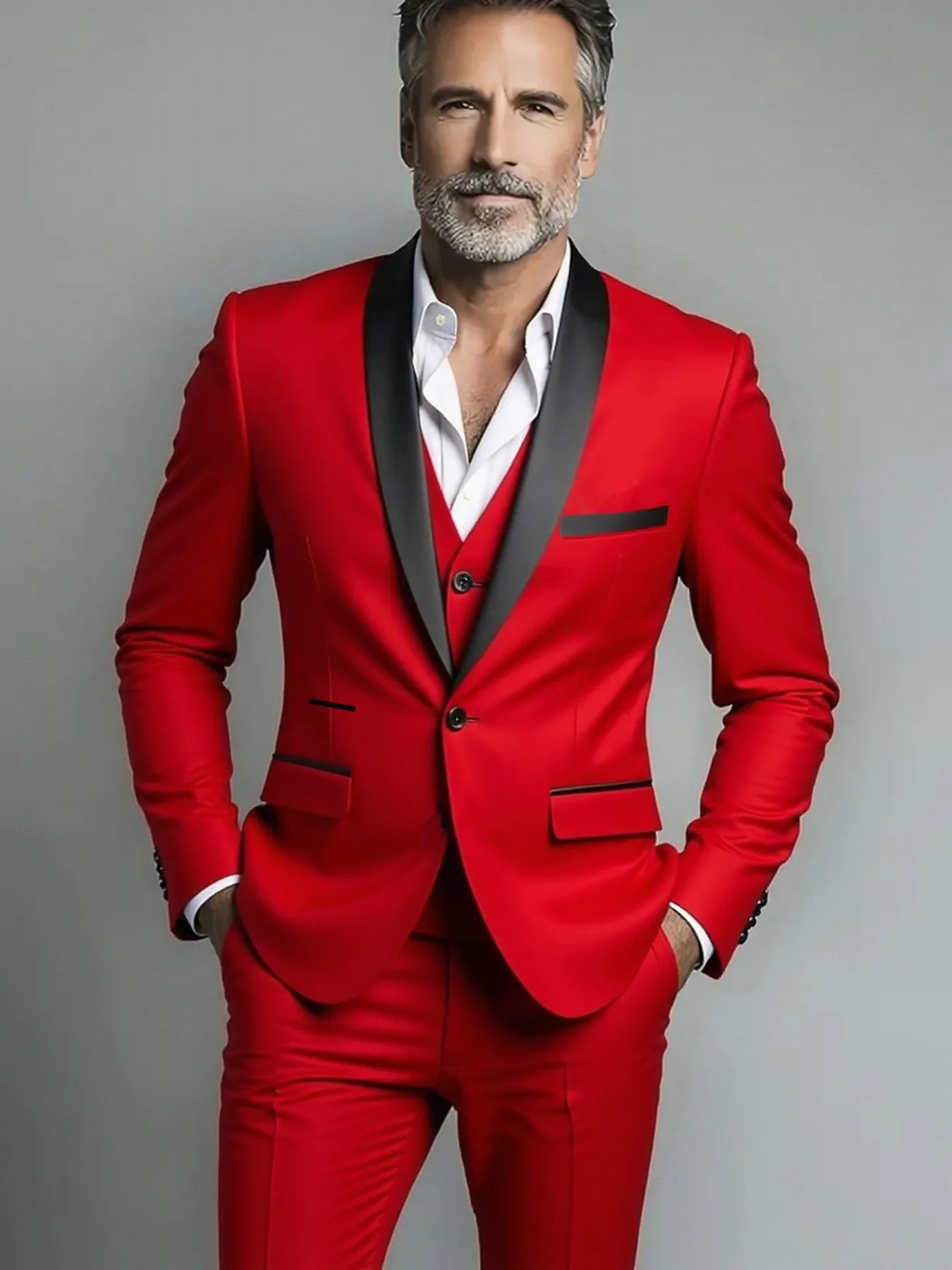 Suit (suit+vest+pants) Men's Business Solid Color Fashion Slimming Work Solid Color Plus Size Formal Dress Wedding Best Men Suit