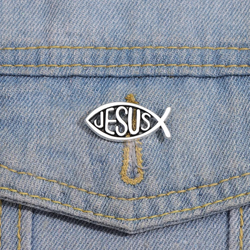 Jesus Fish Christianity Enamel Pins Brooches Lapel Pin for Kids Friends Wholesale Badge Pin