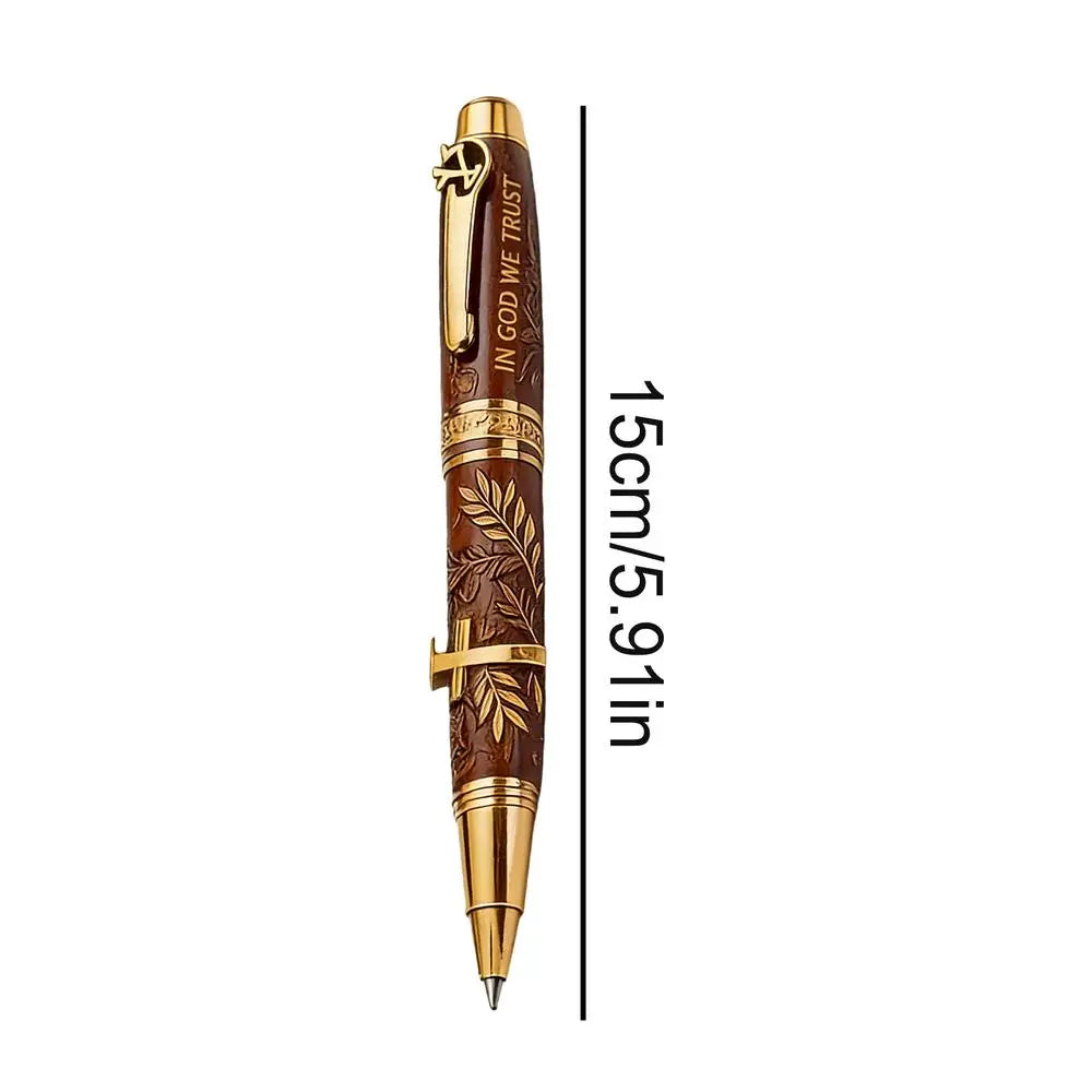 God Bless Bible Commemorative Pen Christian Gift Pen Engraved Scriptures Cross Design Inspirational Writing Supplies