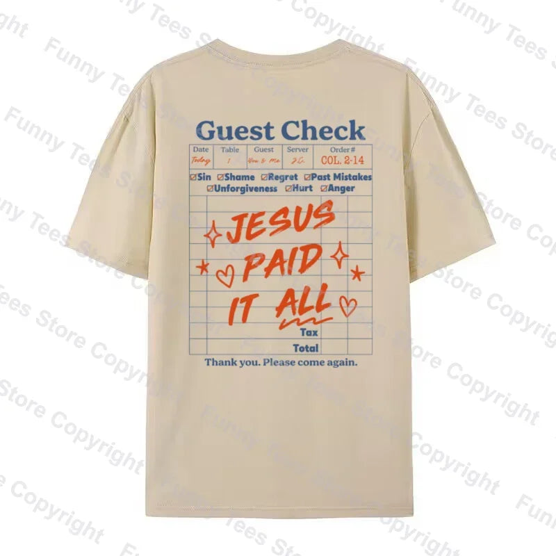 Jesus Paid Retro Bible Verse T-Shirts for Women Christian Graphic Tees Jesus Faith T Shirt Unisex Top