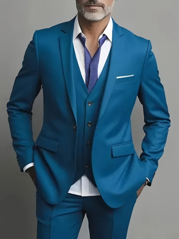 Men's Business Casual Suit for Weddings, Genuine Blazer, Vest and Pants, Big & Tall,Slim Fit Waistcoat, Dress Trousers
