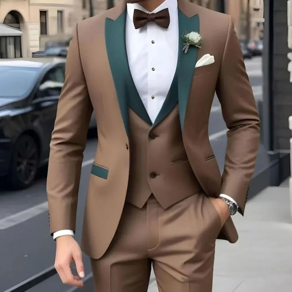 Casual Wedding Groom Best Man Dress Jacquard Men's Suit Three-piece Set  Wedding Suits for Men Suits