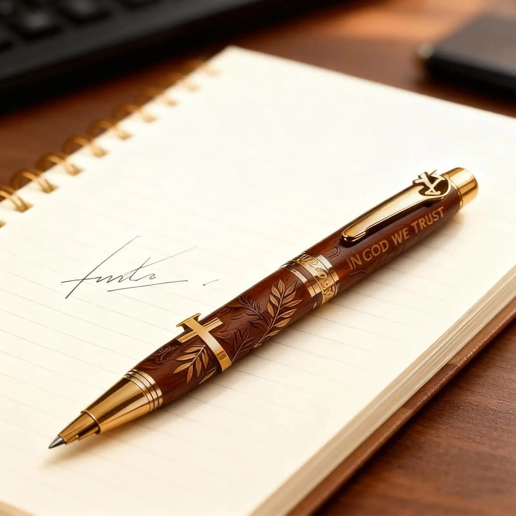 God Bless Bible Commemorative Pen Christian Gift Pen Engraved Scriptures Cross Design Inspirational Writing Supplies