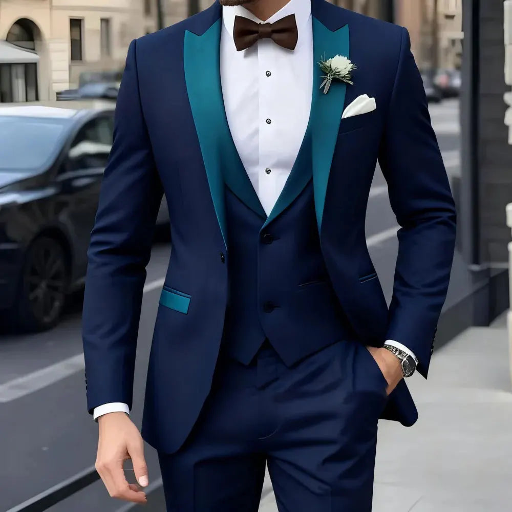 Casual Wedding Groom Best Man Dress Jacquard Men's Suit Three-piece Set  Wedding Suits for Men Suits
