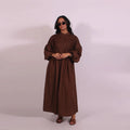 Casual Long Dress Women Solid Loose Neck Full Lantern Sleeve High Waist Robe Spring Fashion Dresses Lady