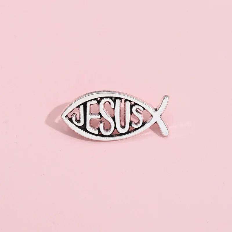 Jesus Fish Christianity Enamel Pins Brooches Lapel Pin for Kids Friends Wholesale Badge Pin