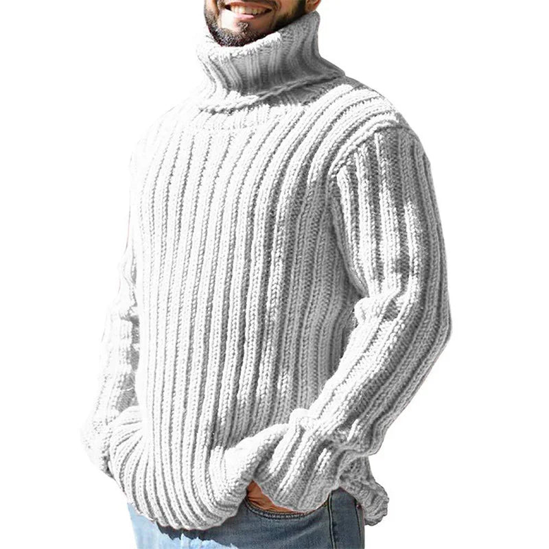 Turtleneck sweater men's solid color slim knitted top autumn and winter sweater fashion