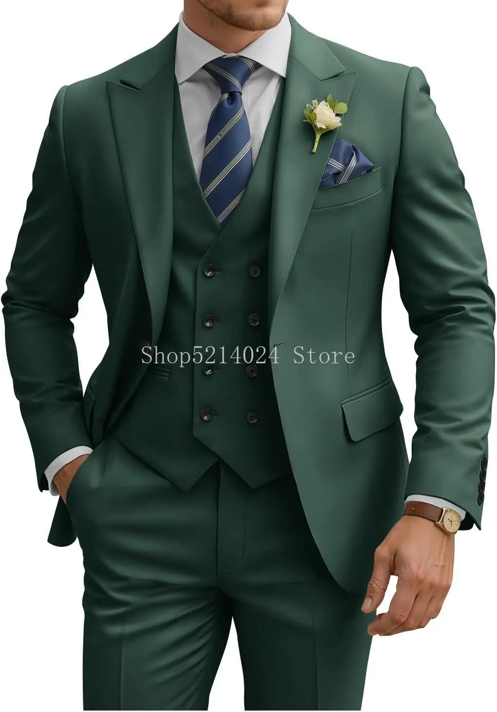 Mens Suit 3 Piece Slim Fit Suits for Men Double Breasted Suit Wedding Suits Formal Business Dinner Tuxedo