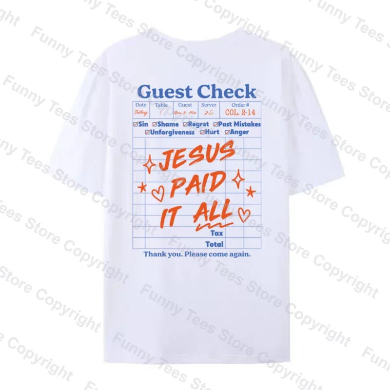 Jesus Paid Retro Bible Verse T-Shirts for Women Christian Graphic Tees Jesus Faith T Shirt Unisex Top