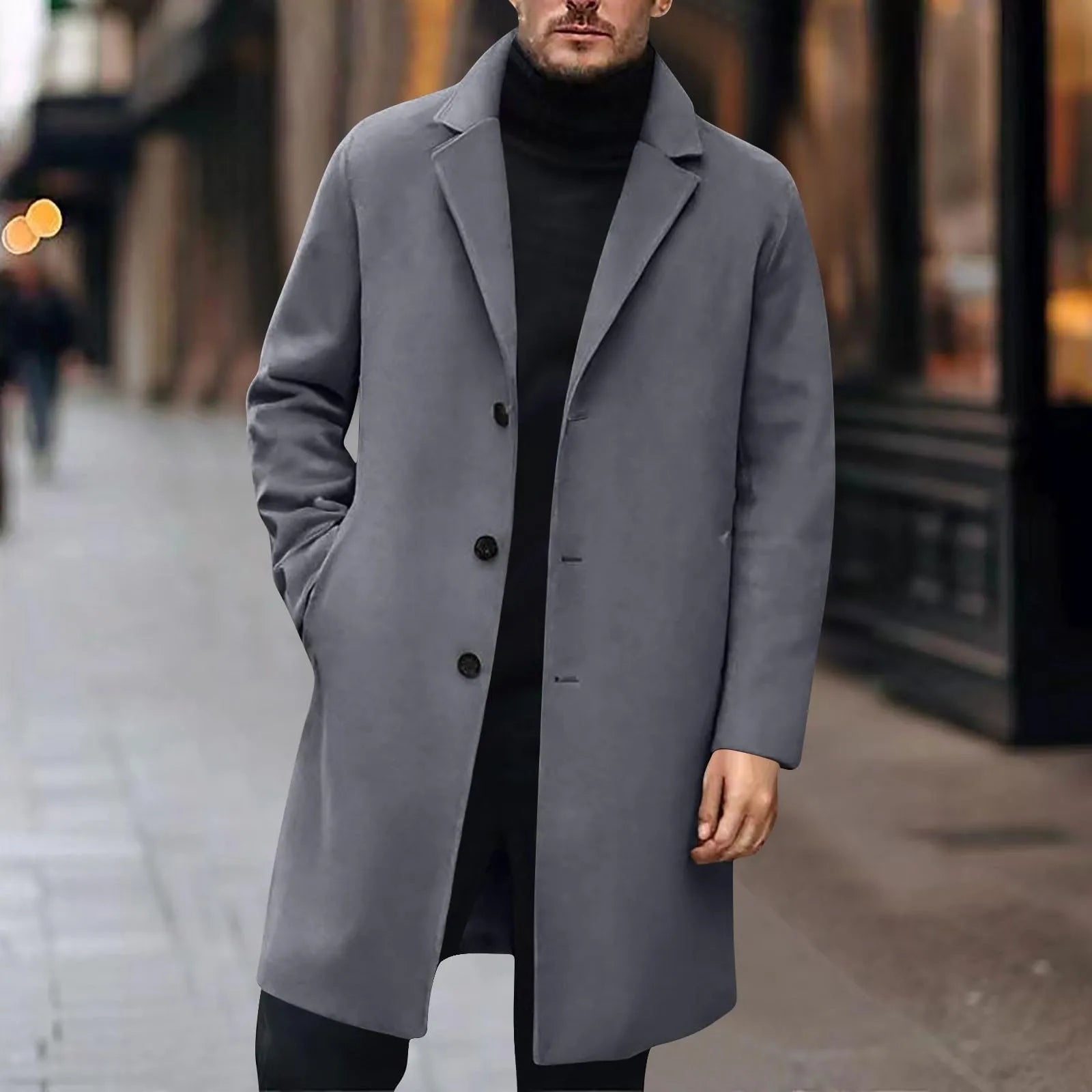 Men Wool Blends Coats Trench Pea Coat Spring Winter Solid Color High Quality Men's Wool Jacket Luxurious Clothing