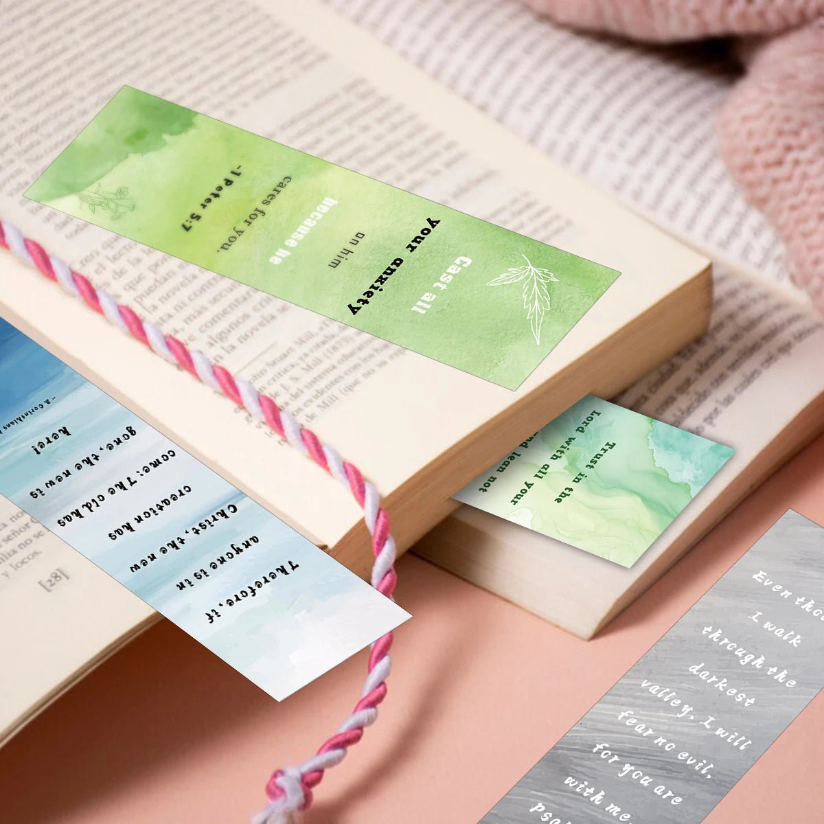 30pcs Watercolor Bible Verse Christian Bookmarks Bible Reading Club Gift Pages Annotated Prayer Library Reading Bookmarks