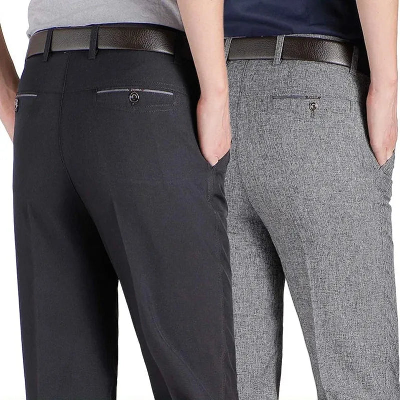 Men's Suit Pants Men Mid Full Length Soft Trim Brand Casual Trousers Regular Straight