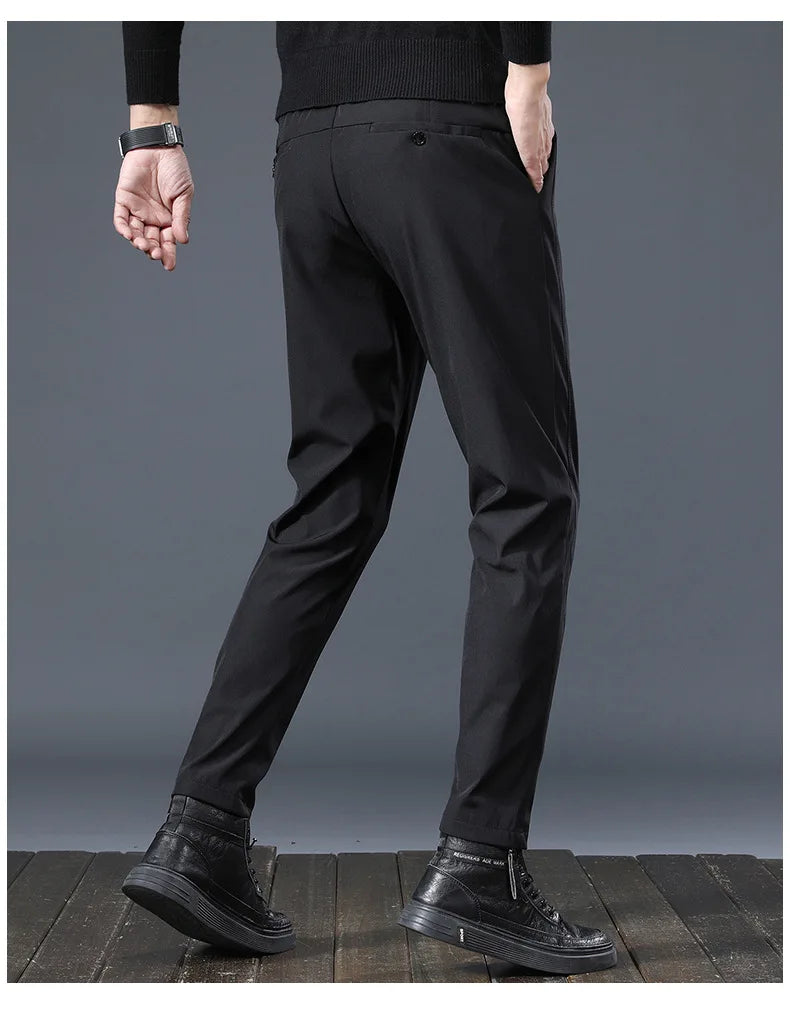 Men's Pants Spring Autumn High Elasticity Fashion Casual Versatile Breathable Quality Trousers for Comfortable Church Wear