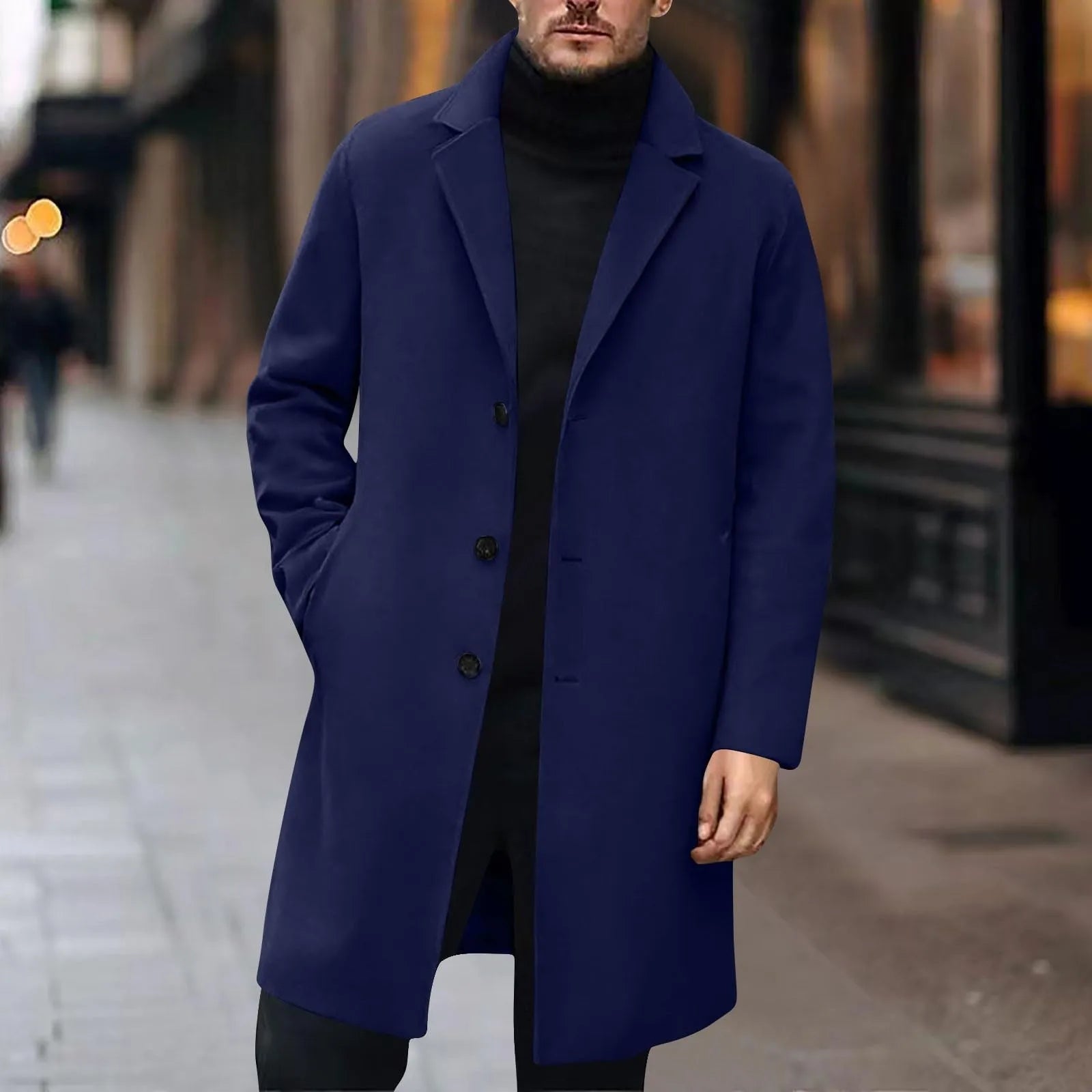 Men Wool Blends Coats Trench Pea Coat Spring Winter Solid Color High Quality Men's Wool Jacket Luxurious Clothing