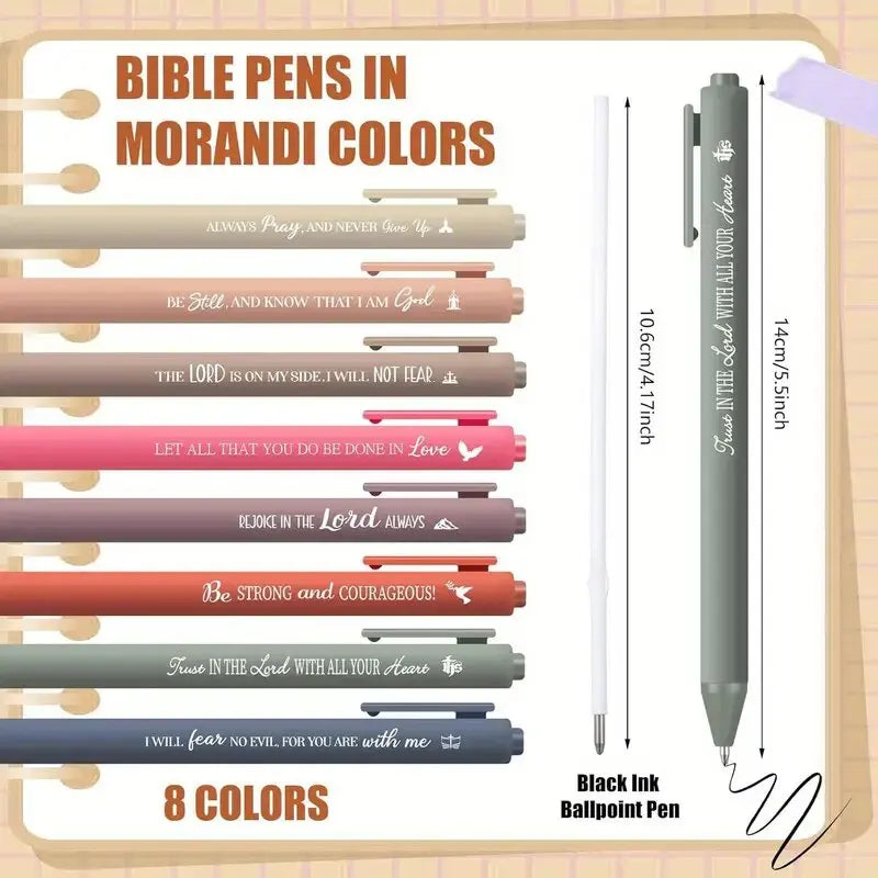 16 Pcs Inspirational Bible Verse Fountain Pen, Medium, Durable Plastic with Inspirational Statements, Gift