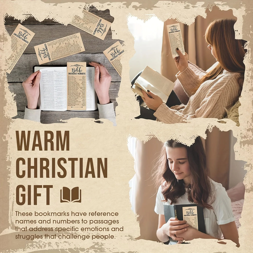 50/100pcs Bible Emergency Number Bookmarks Christian Gifts Religious Bible Verse Christian Bookmarks
