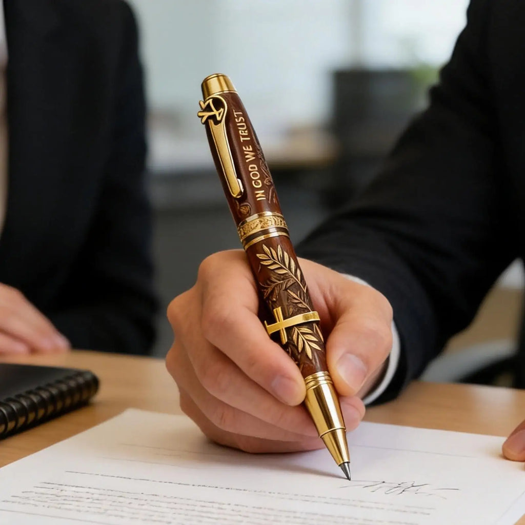 God Bless Bible Commemorative Pen Christian Gift Pen Engraved Scriptures Cross Design Inspirational Writing Supplies