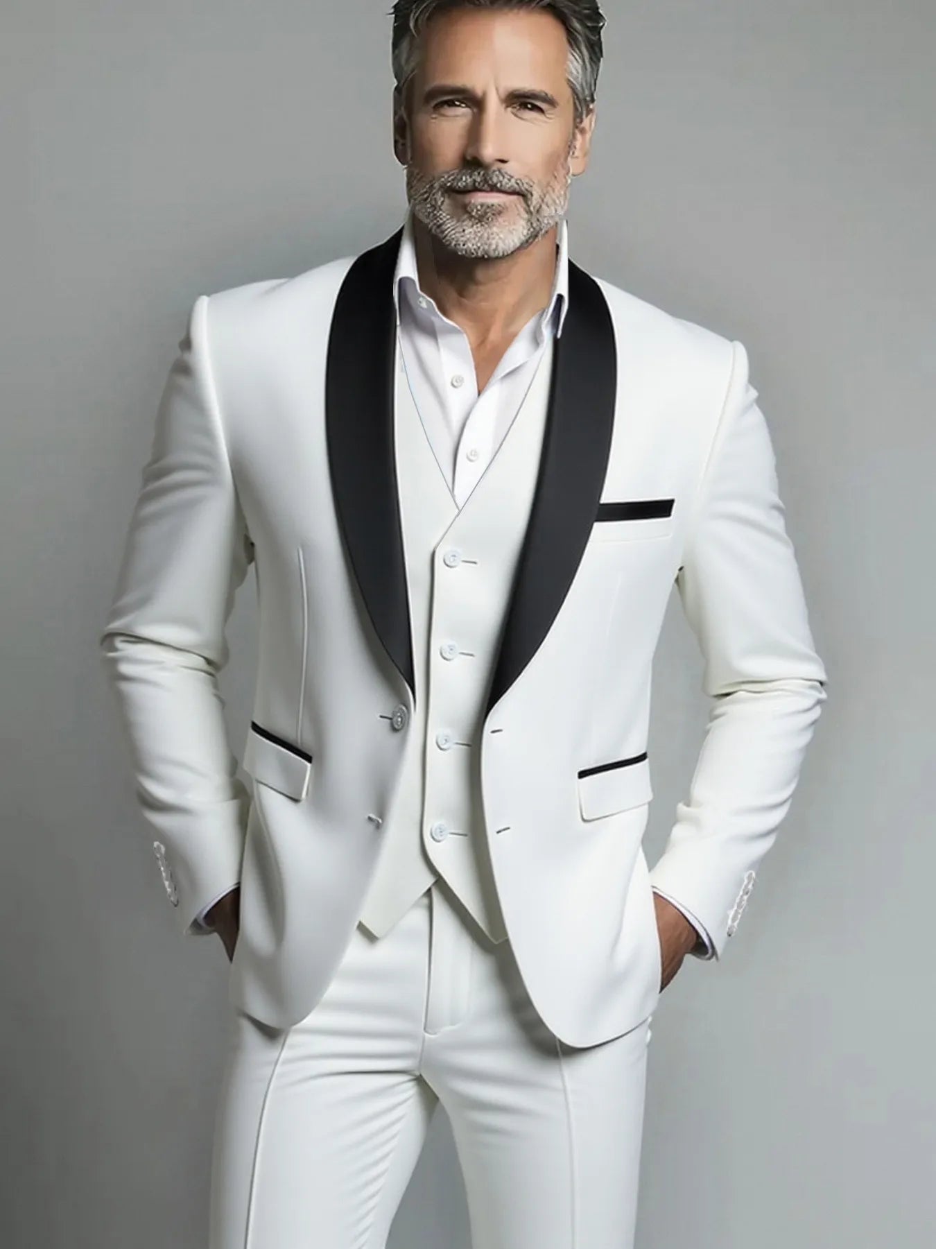 Suit (suit+vest+pants) Men's Business Solid Color Fashion Slimming Work Solid Color Plus Size Formal Dress Wedding Best Men Suit