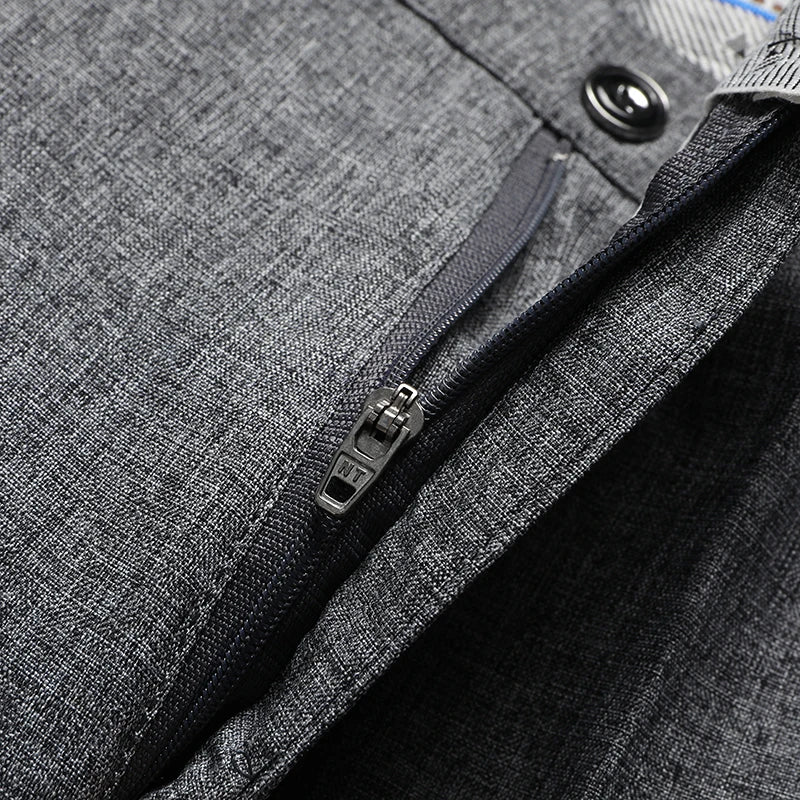 Mens Trousers Business Casual Church Pants Summer Autumn Dress Straight Pants Elastic Black Grey Loose Formal Pants