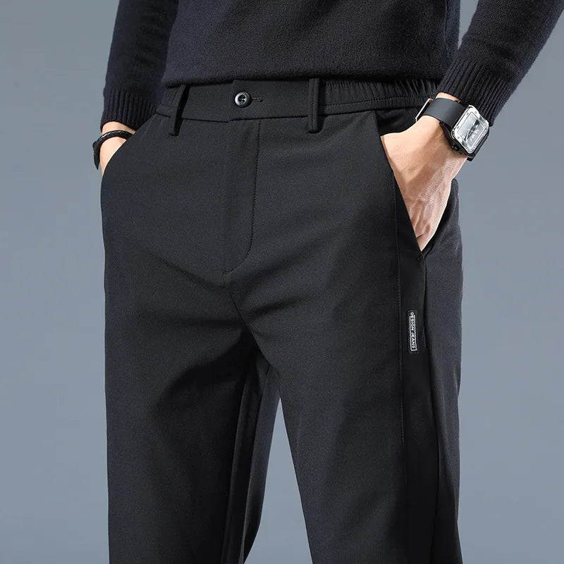 Men's Pants Spring Autumn High Elasticity Fashion Casual Versatile Breathable Quality Trousers for Comfortable Church Wear