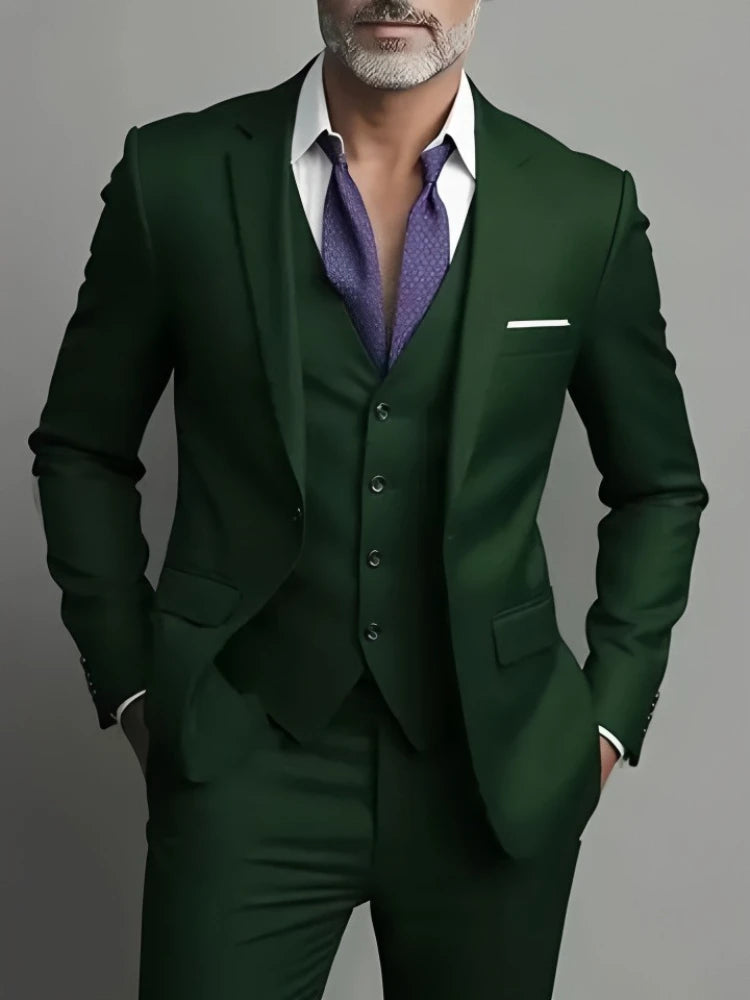 Men's Business Casual Suit for Weddings, Genuine Blazer, Vest and Pants, Big & Tall,Slim Fit Waistcoat, Dress Trousers