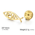 Stainless Steel Jesus Fish Lapel Pins Brooches for Women Men Christian Jewelry Suit Collar Badges Metal Pins