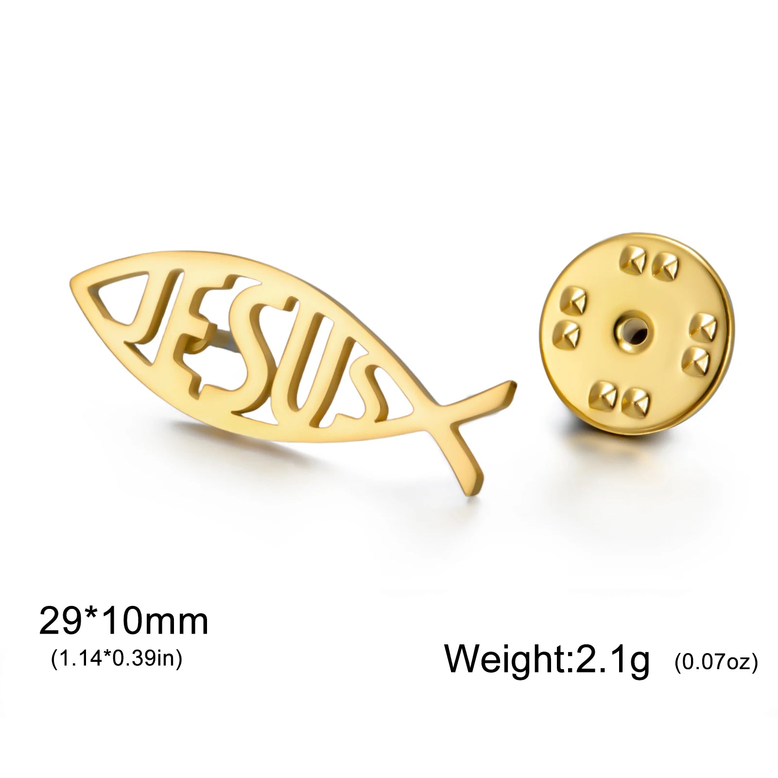 Stainless Steel Jesus Fish Lapel Pins Brooches for Women Men Christian Jewelry Suit Collar Badges Metal Pins
