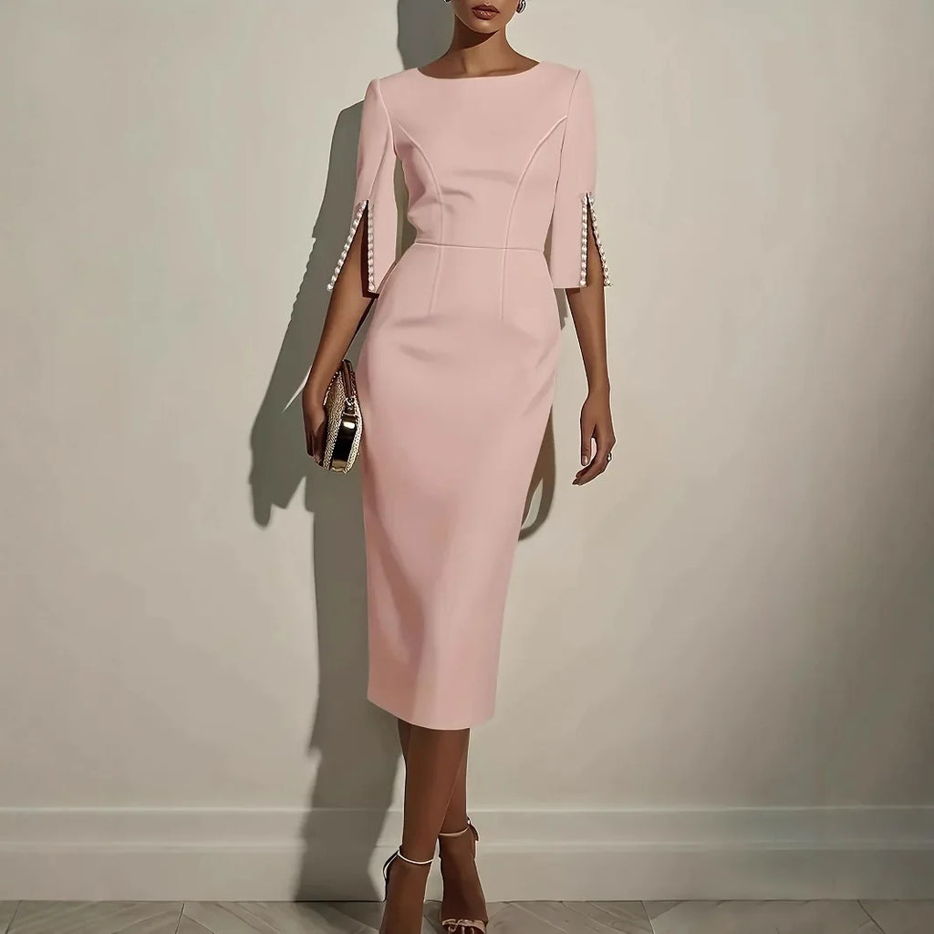 Dress for Women Fashion Comfortable Church Solid Color Bead Slim and Elegant Dress