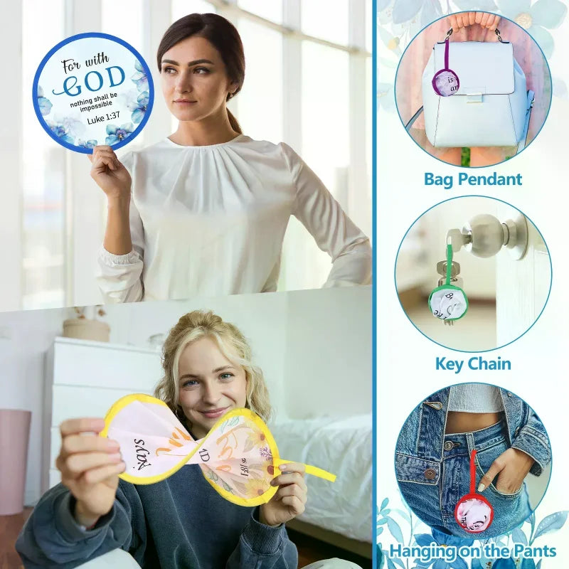 Christian Church Folding Fan Summer Flower Collapsible Handheld Hand Fan Round Church Fans Bulk For Church Service