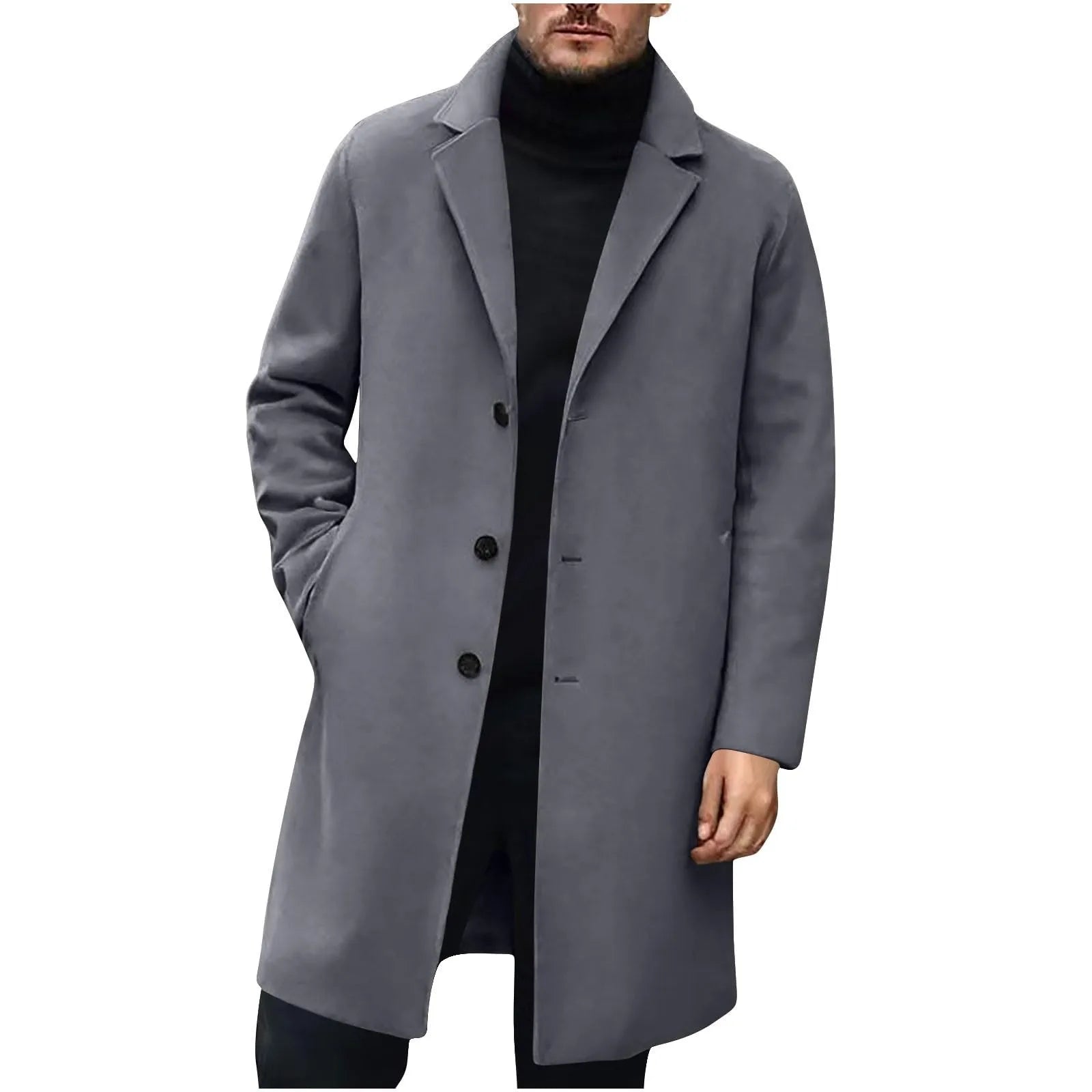 Men Wool Blends Coats Trench Pea Coat Spring Winter Solid Color High Quality Men's Wool Jacket Luxurious Clothing