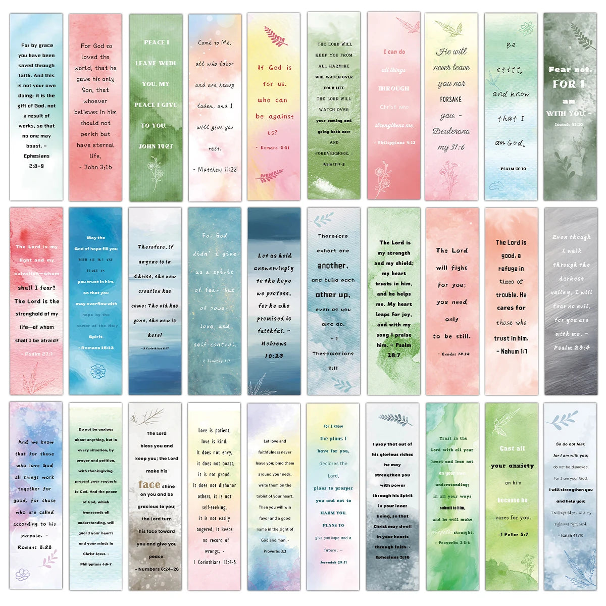 30pcs Watercolor Bible Verse Christian Bookmarks Bible Reading Club Gift Pages Annotated Prayer Library Reading Bookmarks
