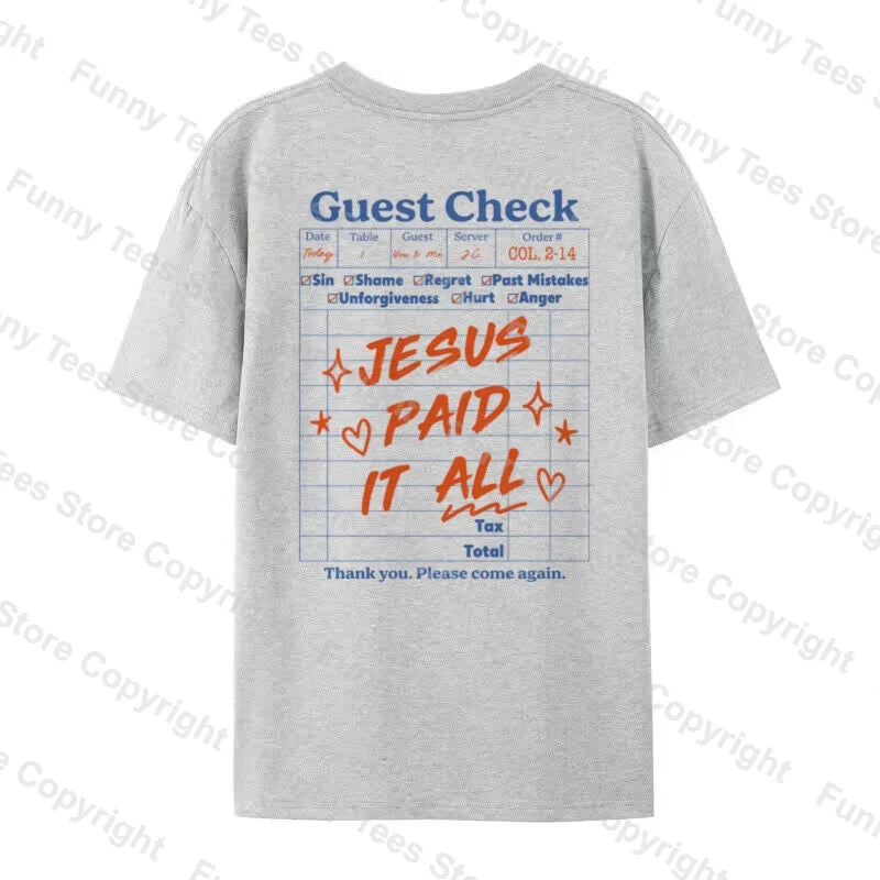 Jesus Paid Retro Bible Verse T-Shirts for Women Christian Graphic Tees Jesus Faith T Shirt Unisex Top